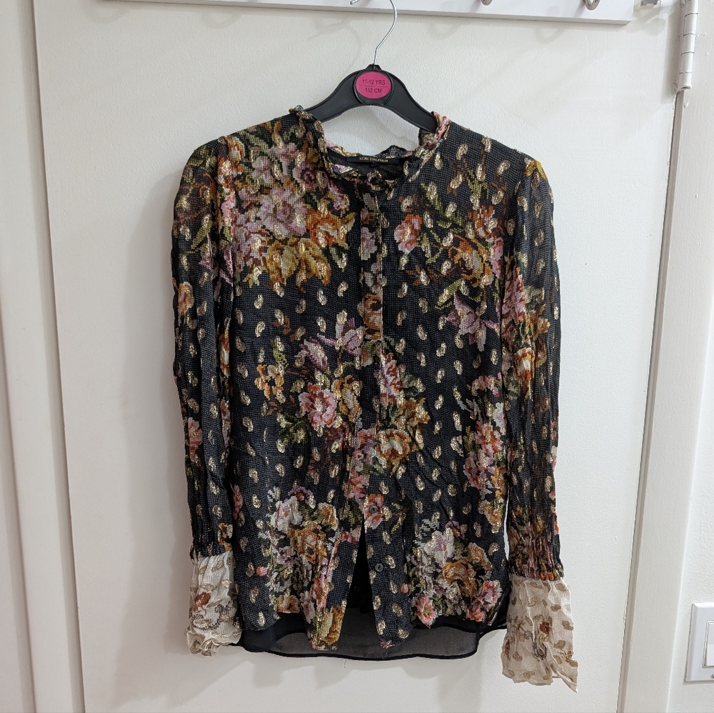 Kobi Halperin Floral Sheer Silk Blouse